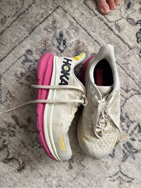 Hoka Women’s Cream, Pink & Yellow Athletic Running Shoes